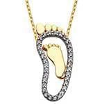 آویز کودکانه طلای زرد با نگین الماس تراش برلیان طرح رد پا مدل: pgb2146