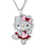 آویز کودکانه طرح کیتی طلای سفید با نگین الماس تراش برلیان مدل: pgb2148