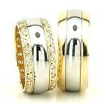 حلقه ازدواج ست طلا دو رنگ با نگین الماس تراش برلیان مدل: srd1570 