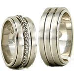 حلقه ازدواج ست طلا سفید با نگین الماس تراش برلیان مدل: srd1571 