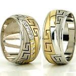 حلقه ازدواج ست طلا دو رنگ با نگین الماس تراش برلیان طرح ورساچی مدل: srd1572 