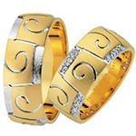 حلقه ازدواج ست طلا دو رنگ با نگین الماس تراش برلیان مدل: srd1575 