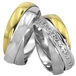 حلقه ازدواج ست طلا دو رنگ با نگین الماس تراش برلیان مدل: srd1576 