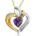 آویز طلا و جواهر با نگین آمتیس و الماس تراش برلیان طرح قلب مدل: npdf13086