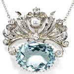 آویز طلا و جواهر با نگین توپاز، مروارید و الماس تراش برلیان مدل: npdf13087