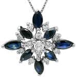 آویز طلا و جواهر با نگین یاقوت کبود و الماس تراش برلیان مدل: npdf13089