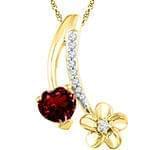 آویز طلا و جواهر با نگین گارنت و الماس تراش برلیان طرح قلب مدل: npdf13091