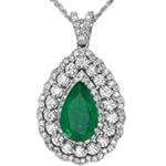 آویز طلا و جواهر با نگین زمرد و الماس تراش برلیان مدل: npdf13092