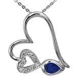 آویز طلا و جواهر با نگین یاقوت کبود و الماس تراش برلیان طرح قلب مدل: npdf13093