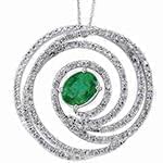 آویز طلا و جواهر با نگین زمرد و الماس تراش برلیان طرح دوار مدل: npdf13095