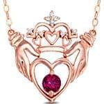 آویز طلا و جواهر با نگین تورمالین و الماس تراش برلیان طرح قلب مدل: npdf13096