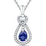 آویز طلا و جواهر با نگین یاقوت کبود و الماس تراش برلیان طرح قلب مدل: npdf13097