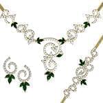 سرویس طلا و جواهر با نگین زمرد و الماس تراش برلیان مدل: bset2218