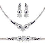 سرویس طلا و جواهر با نگین یاقوت کبود و الماس تراش برلیان مدل: bset2219