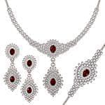 سرویس طلا و جواهر با نگین یاقوت قرمز و الماس تراش برلیان مدل: bset22200