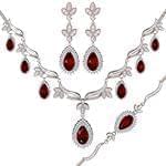 سرویس طلا و جواهر با نگین یاقوت قرمز و الماس تراش برلیان مدل: bset22221