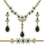 سرویس طلا و جواهر با نگین زمرد و الماس تراش برلیان مدل: bset2223