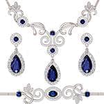 سرویس طلا و جواهر با نگین یاقوت کبود و الماس تراش برلیان مدل: bset2224