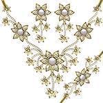 سرویس طلا و جواهر با نگین مروارید و الماس تراش برلیان مدل: bset2226