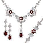 سرویس طلا و جواهر با نگین یاقوت قرمز و الماس تراش برلیان مدل: bset22271