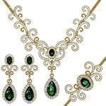 سرویس طلا و جواهر با نگین زمرد و الماس تراش برلیان مدل: bset2229