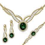 سرویس زنانه طلا و جواهر با نگین زمرد و الماس تراش برلیان مدل: bset2230