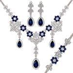 سرویس زنانه طلا و جواهر با نگین یاقوت کبود و الماس تراش برلیان مدل: bset2231