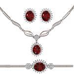 سرویس زنانه طلا و جواهر با نگین یاقوت قرمز و الماس تراش برلیان مدل: bset2232