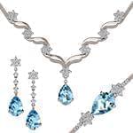 سرویس زنانه طلا و جواهر با نگین توپاز و الماس تراش برلیان مدل: bset2233