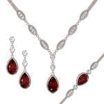 سرویس زنانه طلا و جواهر با نگین یاقوت قرمز و الماس تراش برلیان مدل: bset2234