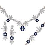 سرویس زنانه طلا و جواهر با نگین یاقوت کبود و الماس تراش برلیان مدل: bset2235