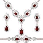 سرویس زنانه طلا و جواهر با نگین یاقوت قرمز و الماس تراش برلیان مدل: bset2237