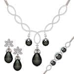 سرویس زنانه طلا و جواهر با نگین مروارید و الماس تراش برلیان مدل: bset2238