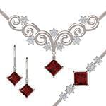 سرویس زنانه طلا و جواهر با نگین یاقوت قرمز و الماس تراش برلیان مدل: bset2239