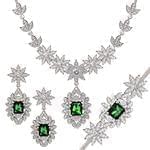 سرویس زنانه طلا و جواهر با نگین زمرد و الماس تراش برلیان مدل: bset2241