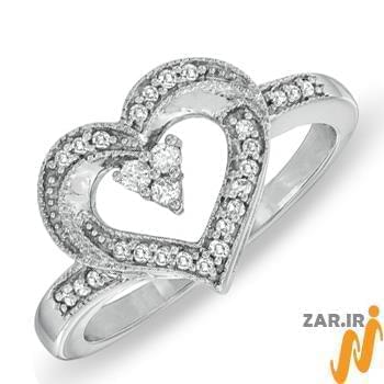 حلقه نامزدی طرح قلب جواهر با نگین الماس تراش برلیان مدل : eng2231