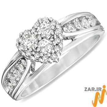 حلقه نامزدی طرح قلب جواهر با نگین الماس تراش برلیان مدل : eng2232