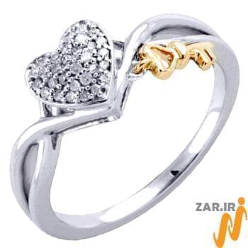 حلقه نامزدی طرح قلب و کلید جواهر با نگین الماس تراش برلیان مدل : eng2233