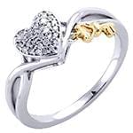 حلقه نامزدی طرح قلب و کلید جواهر با نگین الماس تراش برلیان مدل : eng2233