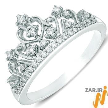 حلقه نامزدی طرح تاج و قلب جواهر با نگین الماس تراش برلیان مدل : eng2235