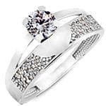 حلقه و پشت حلقه با نگین الماس تراش برلیان طرح سولیتر مدل: RDF1112