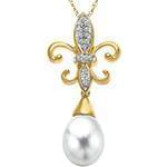 آویز طلا و جواهر با نگین مروارید و الماس تراش برلیان مدل: npdf13101