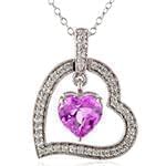 آویز طلا و جواهر با نگین تورمالین و الماس تراش برلیان طرح قلب مدل: npdf13102