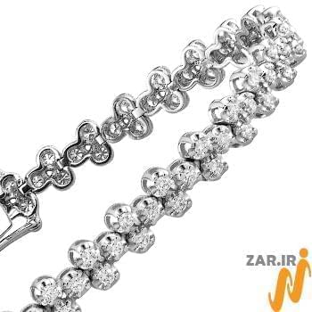 دستبند الماس تراش برلیان با طلای سفید طرح تنیسی مدل: bgd2049