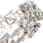 دستبند الماس تراش برلیان، باگت و پرنس با طلای سفید مدل: bgd2052