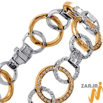 دستبند الماس تراش برلیان با طلای زرد و سفید طرح دوار مدل: bgd2056