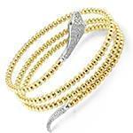 دستبند الماس تراش برلیان با طلای زرد طرح مار مدل: bgd2057