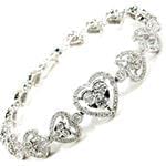 دستبند الماس تراش برلیان با طلای سفید طرح قلب مدل: bgd2059