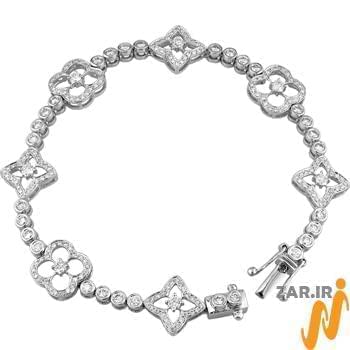 دستبند الماس تراش برلیان با طلای سفید طرح لوئیس ویتون مدل: bgd2060