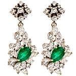 گوشواره زنانه طلا با نگین زمرد و الماس تراش برلیان و مارکیز مدل: edf1424